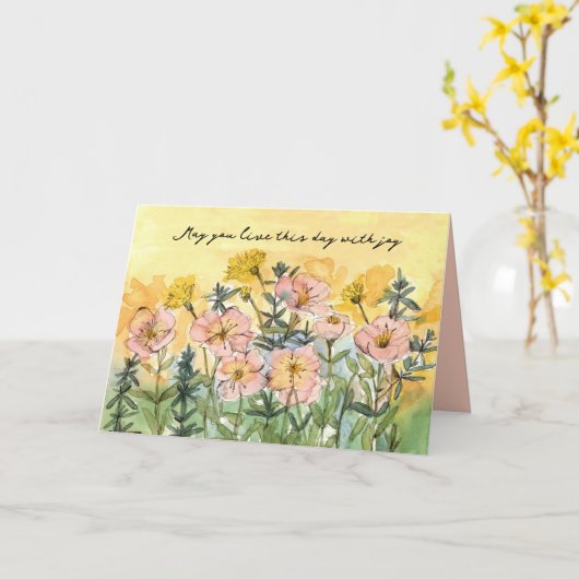 Happy Birthday Religious Sessings Joy Primrose Karte (Gelbe Blume)