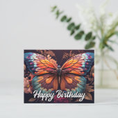Happy Birthday Restrukturierung Butterfly Collage Postkarte (Stehend Vorderseite)