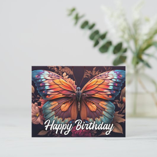 Happy Birthday Restrukturierung Butterfly Collage Postkarte (Stehend Vorderseite)