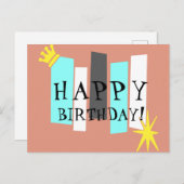 Happy Birthday Retro Atomic Art Panel Postkarte (Vorne/Hinten)