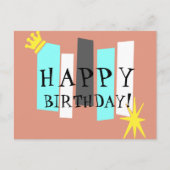 Happy Birthday Retro Atomic Art Panel Postkarte (Vorderseite)
