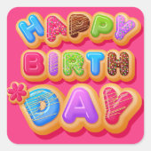 Happy Birthday Retro Bubble Letters Sticker (Vorderseite)