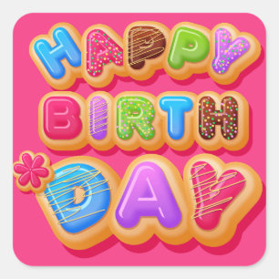 Happy Birthday Retro Bubble Letters Sticker