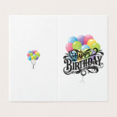 Happy Birthday Retro Card Balloons (Außenseite Aufgefaltet)