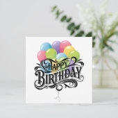 Happy Birthday Retro Card Balloons Karte (Stehend Vorderseite)
