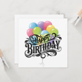 Happy Birthday Retro Card Balloons Karte (Vorderseite/Rückseite Beispiel)
