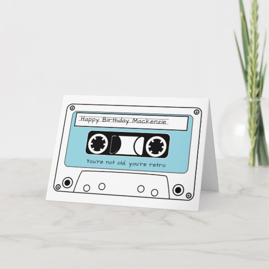 Happy Birthday Retro Cassette Tape Personalisiert Karte (Vorderseite)