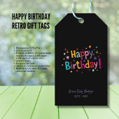 Happy Birthday Retro Gift Tags Geschenkanhänger