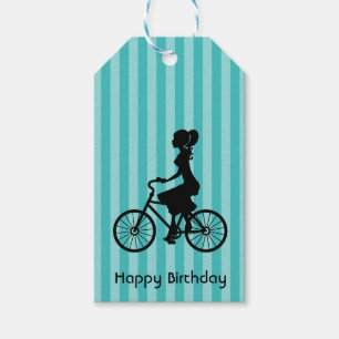 Happy Birthday Retro Girl Rider Geschenkanhänger