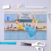 Happy Birthday Retro Hausfrau Making Cupcakes Seidenpapier (Handwerk)