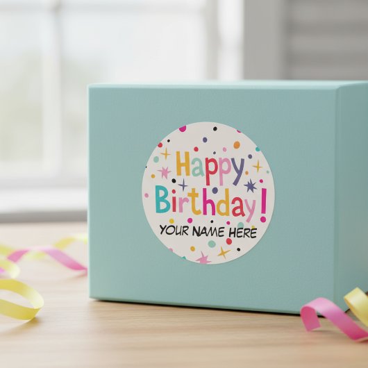 Happy Birthday Retro individuell anpassbar Runder Aufkleber
