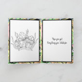 Happy Birthday Retro Pilze und Farbseite Karte (Innenseite)