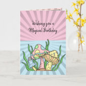 Happy Birthday Retro Pilze und Farbseite Karte (Gelbe Blume)