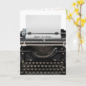 Happy Birthday Retro Schreibmaschine Karte (Gelbe Blume)