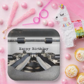 Happy Birthday Retro Schreibmaschine Pappteller (Party)