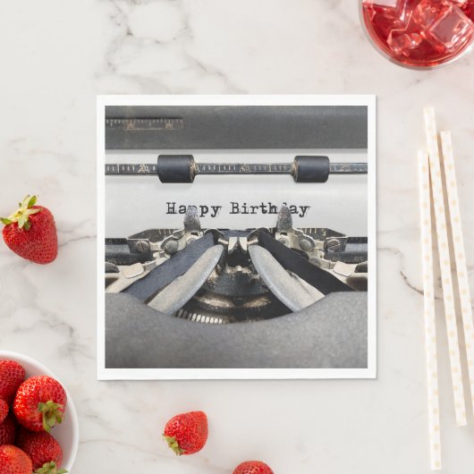 Happy Birthday Retro Schreibmaschine Serviette (Beispiel)