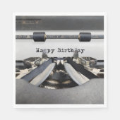 Happy Birthday Retro Schreibmaschine Serviette (Vorderseite)