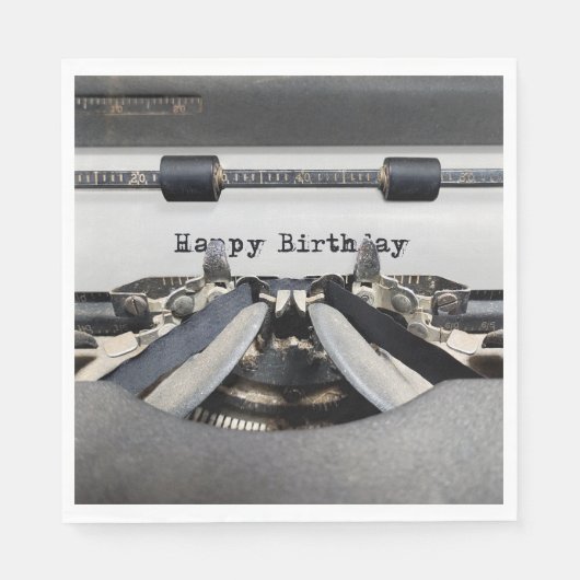 Happy Birthday Retro Schreibmaschine Serviette (Vorderseite)