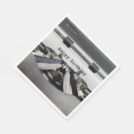 Happy Birthday Retro Schreibmaschine Serviette (Ecke)