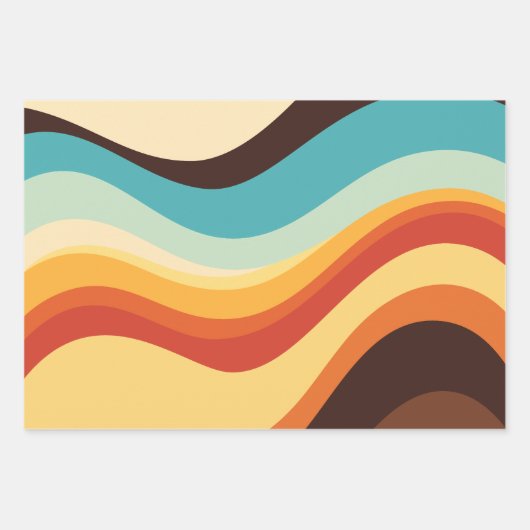 Happy Birthday Retro Seventies Streifen Geschenkpapier Set (Vorderseite 3)