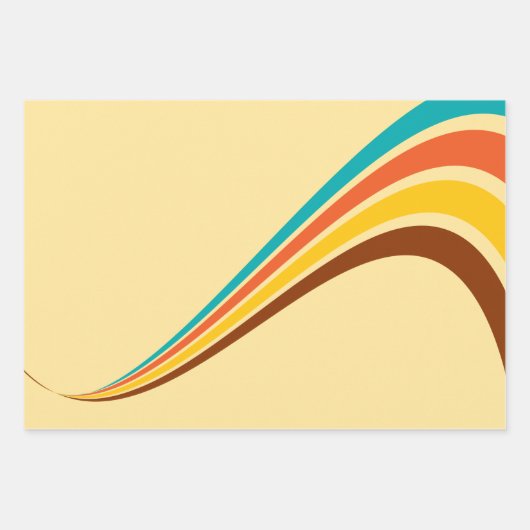 Happy Birthday Retro Seventies Streifen Geschenkpapier Set (Vorderseite)