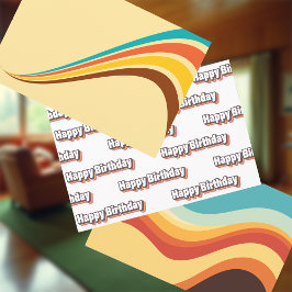 Happy Birthday Retro Seventies Streifen Geschenkpapier Set