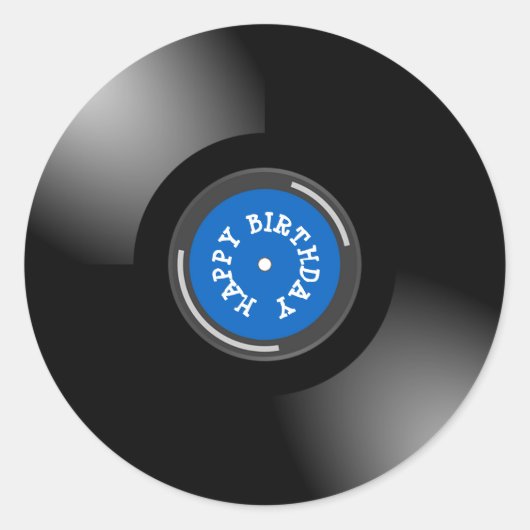 Happy Birthday Retro Vinyl Album Aufkleber (Vorderseite)