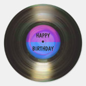 Happy Birthday Retro Vinyl Record Runder Aufkleber (Vorderseite)