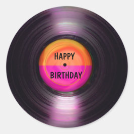 Happy Birthday Retro Vinyl Record Runder Aufkleber