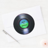 Happy Birthday Retro Vinyl Record Runder Aufkleber (Umschlag)