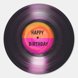 Happy Birthday Retro Vinyl Record Runder Aufkleber