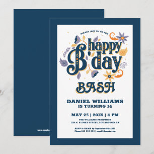 Happy Birthday Retrotypografie Design Einladung