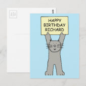 Happy Birthday Richard Cartoon Cat Postkarte (Vorne/Hinten)