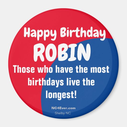 Happy Birthday ROBIN Kühlschrank Magnet (Vorne)