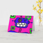 Happy Birthday Robot Karte (Gelbe Blume)