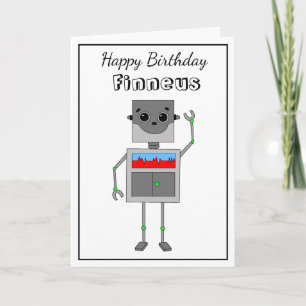 Happy Birthday Robot Themed with Coloring Page Karte