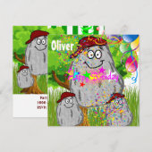 Happy Birthday Rock PotatoCard Einladung Ballons (Vorne/Hinten)
