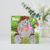 Happy Birthday Rock PotatoCard Einladung Ballons (Stehend Vorderseite)