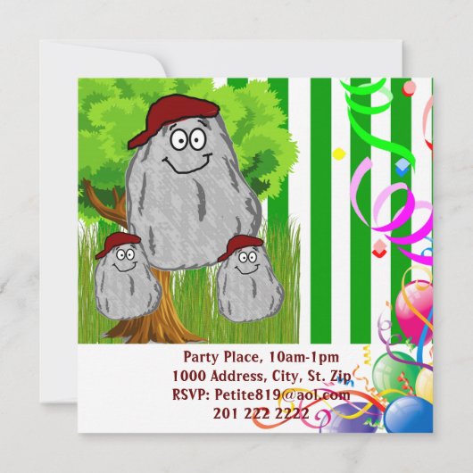 Happy Birthday Rock PotatoCard Einladung Ballons (Rückseite)