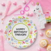 Happy Birthday Rocket Ships Green Pappteller (Party)