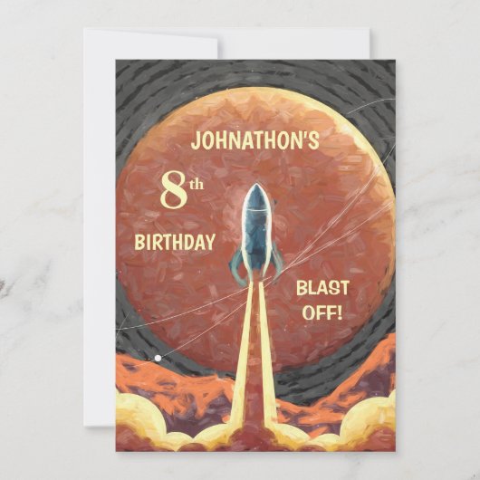 Happy Birthday Rocket Space Fun Universe Card (Vorderseite)