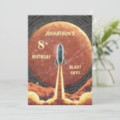 Happy Birthday Rocket Space Fun Universe Card (Stehend Vorderseite)