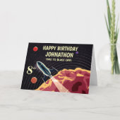 Happy Birthday Rocket Space Universe personalisier Karte (Vorderseite)