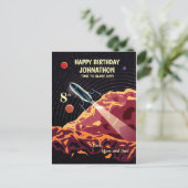 Happy Birthday Rocket Space Universe Spaß Postkarte (Stehend Vorderseite)