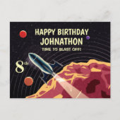 Happy Birthday Rocket Spaceship Universe Custom Postkarte (Vorderseite)