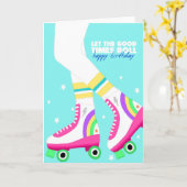 Happy Birthday Roller Skate Card Karte (Gelbe Blume)