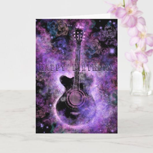 Happy Birthday Romantic Guitar Music Card Karte (Orchidee)