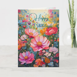 Happy Birthday Romantic Pink Flower Garden Karte