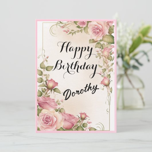 Happy Birthday Romantische Einladung (Stehend Vorderseite)