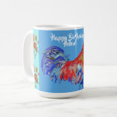 Happy Birthday Rooster Orange Poppy Frau Name Tass Kaffeetasse (Vorderseite Links)
